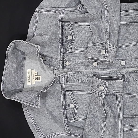 Madewell The Boxy-Crop Jean Jacket   SZ M gray - Picture 3 of 5